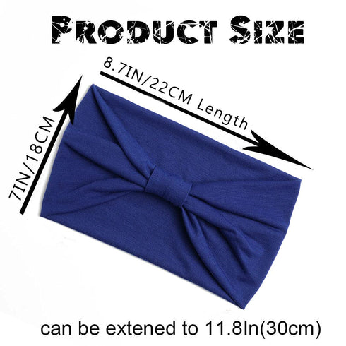 Wide Headbands Stretch Turban Knotted Hairbands Elastic Yoga Workout Sweatband Running Sport Head Scarf Large African Head Wraps for Women 4 Pcs (...