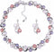 Glass Pearl Necklace and Earring Set,Collar De Perlas para Mujer,Faux Pearl Jewelry Set for Women (Silver)...