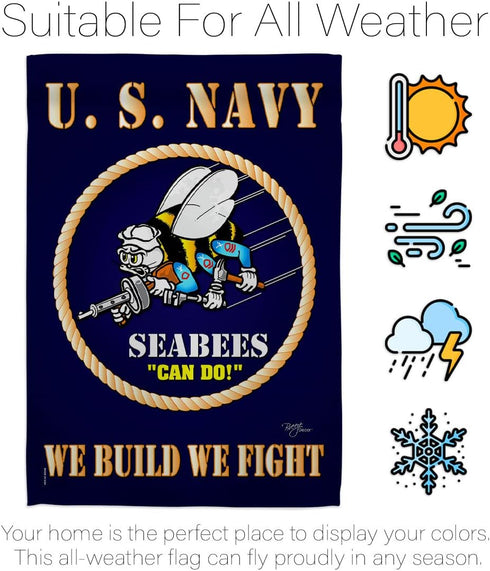 Sea Bees Garden Flag Home Decor Armed Forces United State American Decorations Military Memorabilia Remembrance Wall Tapestry Retire Outdoor Memor...