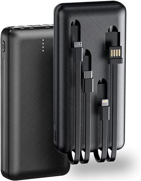 Portable Charger with Built in Cables, 20000mAh Power Bank 4 Output 3 Input, USB C Travel Charger for Multiple Devices, Battery Pack Compatible wi...