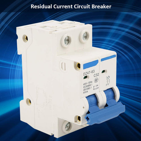 DZ47-63 RCCB Circuit Breaker Double Pole Residual Current Circuit Breaker 32A 220/380V, for Home Decoration, Engineering Construction, Network Tra...