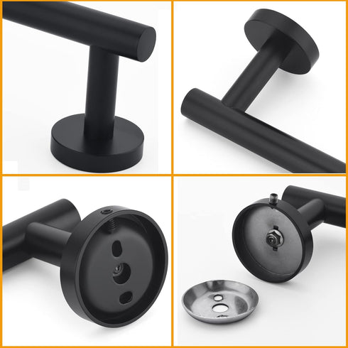 Nolimas Matte Black Bath Towel Bar Single Bars Towel Rack Rod Classic Wall Mounted SUS304 Stainless Steel Bathroom Towel Holder Toilet Kitchen Tow...