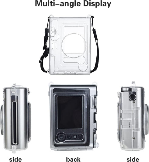 Rieibi Accessories for Fujifilm Instax Mini Evo Instant Camera, Gift Bundle Includes Clear Instax Mini Evo Case & Instax Mini Evo Lens Cap with An...