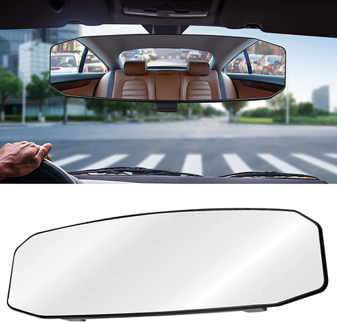 12x3.6'' Rear view Mirror Panoramic Wide Angle Rearview Mirror Universal Interior Clip On Convex Rear View Mirror Lengthened Widened No Blind Spot...