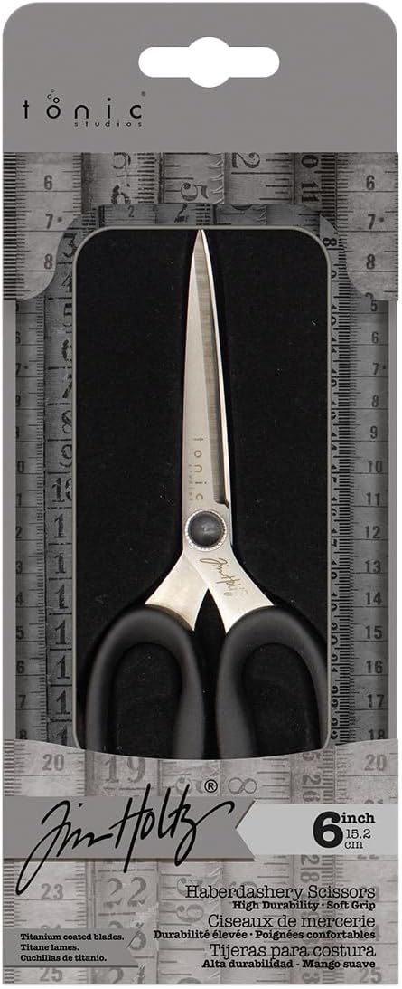 Tim Holtz Small Scissors - 6 Inch Scissors All Purpose for Cutting Fabric, Crafting, and Sewing - Heavy Duty Mini Scissors with Titanium Micro Poi...