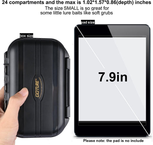 Goture Small Tackle Box,Waterproof Fishing Lure Boxes, 2 sided adjustable Small Plastic Case Small Box Storage Containers Black SMALL 6.69'' X 4.3...