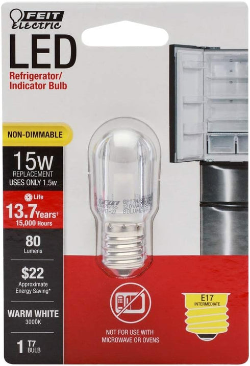 Feit Electric BPT7N/SU/LED Non-Dimmable Led Bulb, 15 W, 120 Vac, E17 (Intermediate) Base, Warm, 80 Lumens, White...