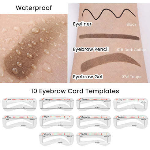 evpct Eyebrow Stamp Pencil Kit for Eyebrows, Makeup Brow Stamp Trio Kit with Waterproof Eyebrow Pencil, Eyeliner, Eyebrow Pomade, 10 Eyebrow Stenc...