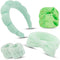 6pcs Green Spa Headband Sponge Face Wash Headband and Wristband Set Makeup Head Band Puffy Skincare Headband Terry Cloth Wrist Towels Hair Band fo...