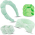 6pcs Green Spa Headband Sponge Face Wash Headband and Wristband Set Makeup Head Band Puffy Skincare Headband Terry Cloth Wrist Towels Hair Band fo...