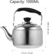 Alipis Stovetop Tea Kettle, 1.5L Stainless Steel Whistling Water Kettle with Cool Handle, Stove Top Household Water Boiler Water Pot for Home, Kit...