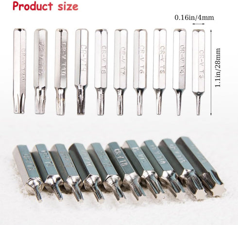 10pcs/Set 4mm Torx Bits Set CR-V T3 T4 T5 T6 T7 T8 T9 T10 T15 T20 Batch Head Screwdriver Bit Kit Multi Mobile Repair Tools...