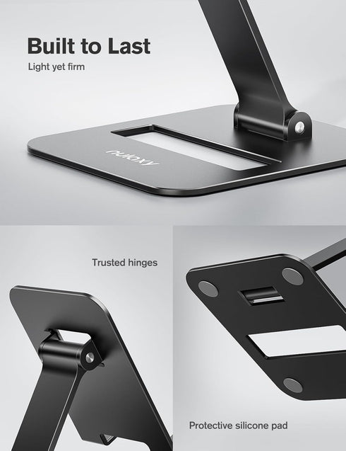 Nulaxy 2 Pack Dual Folding Cell Phone Stand, Fully Adjustable Phone Holder for Desk, Compatible with Phone 15 14 13 12 11, Nintendo Switch, All Ph...