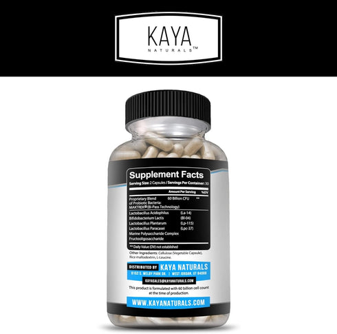 Kaya Naturals Probiotic 60 Billion CFU | Probiotics for Women, Probiotics for Men and Adults, Natural | Gut Health & Immune Support Supplement | P...