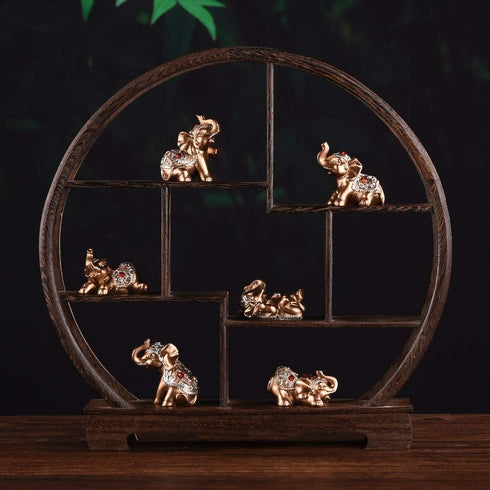 BRABUD Gold Resin Small Elephants Statues Home Decor Collection Gift Set of 6 BS123 (Gold)...