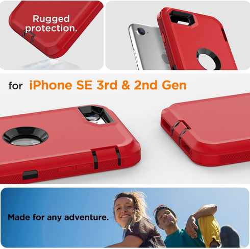 AICase for iPhone SE Case 3rd & 2nd Generation, for iPhone SE 2022/2020 Built-in Screen Protector Heavy Duty Protective Shockproof 3-Layer Full Bo...