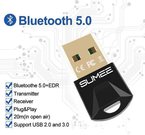USB Bluetooth 5.0 Adapter Dongle,Wireless Bluetooth Transmitter Receiver for PC Laptop Computer Desktop Stereo Music Skype Call Keyboard Mouse Sup...