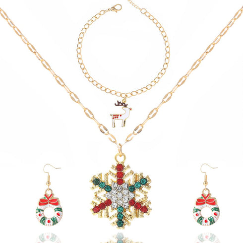 CLOACE 3Pieces Christmas Necklaces Set Red Xmas Snowflake Pendant Necklaces Santa Claus Necklace Christmas Costume Jewelry...
