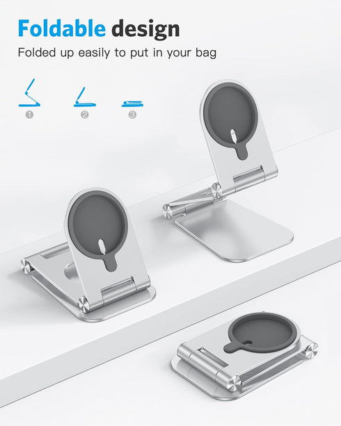 Stand for MagSafe Charger, OMOTON Foldable Phone Stand Holder for MagSafe Accessories, Not Include Charger or Cable, Compatible with iPhone 15/14/...
