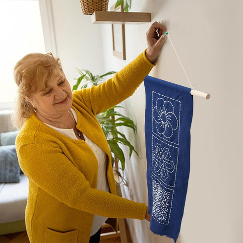 WEBEEDY Sashiko Kit DIY, 2 Sets Sashiko Wall Hanging Decor Traditional Japanese Embroidery Kit with Complete Sewing Accessories......