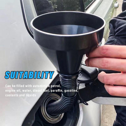 Wide Mouth Oil Funnel with Flexible Extension, Auto Nozzle Hose Funnel with Handle Removable Mesh Screen Filter, Funnel for Water Gas Coolant Tran...