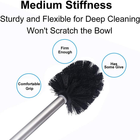 Angle Simple Toilet Brushes, Toilet Bowl Scrubber Brush Head 3 PCS with Cleaner Wand for Bathroom Restroom...