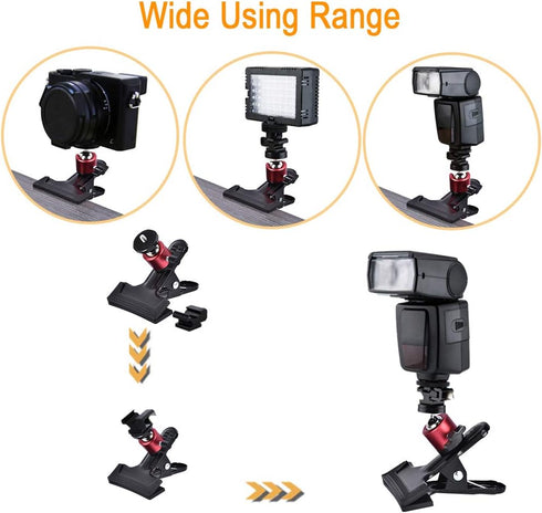 UTEBIT Tripod Camera Clip Clamp with 360 Degree Swivel Mini Ball Head 2 Pack Clip Camera Mount Photography Accessories Clamp 1/4'' Screw Black Spr...