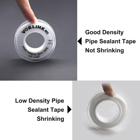 VCELINK PTFE Plumbers Tape 2-Pack, Industrial Water Sealant Thread Tape, 520" Length, 1/2" Width, Plumbing Teflon Tape for Shower Head and Pipe Th...