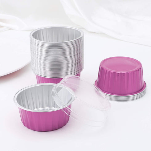 EUSOAR Cupcake Liners, 50pcs 5oz 125ml Disposable Ramekins, Aluminum Foil Muffin Liners Cups, Disposable Aluminum Foil Cupcake Baking Cups Holders...