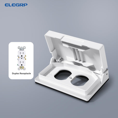 ELEGRP Horizontal Outdoor Cover for Duplex Receptacles, Weatherproof Wall Plate, Outdoor Electrical Outlet Cover, Standard Size 1-Gang 4.77” x 2.9...