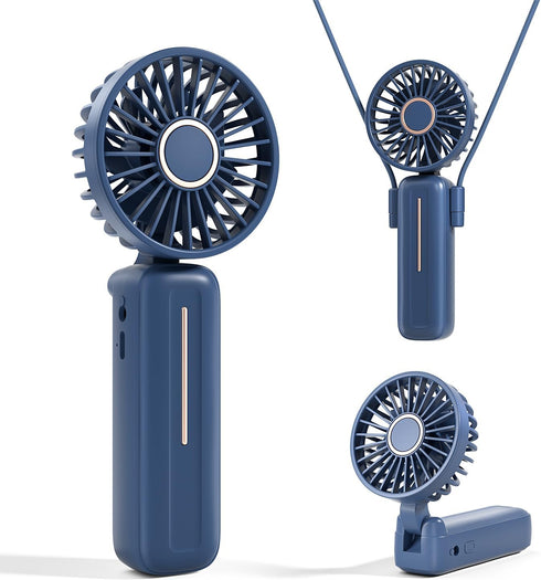 Portable Handheld Fan,Small USB Fans 3-IN-1 Hand/Desk/Neck, Foldable Hand Fan for Personal Cooling, Rechargeable Battery Operated, Mini Size Easy ...