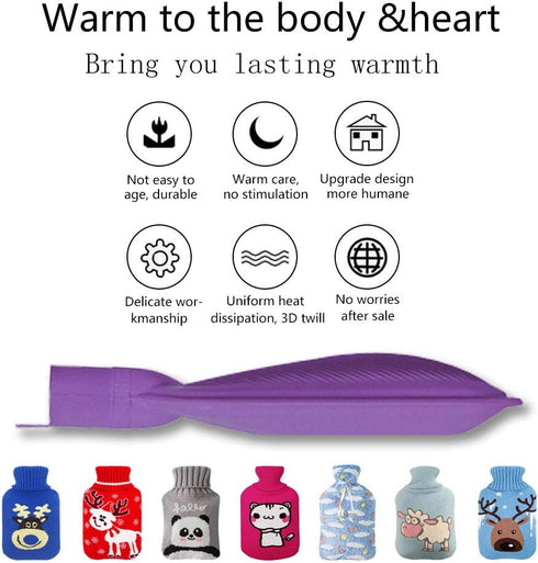 Drizzle Classic Rubber Hot Water Bottle - 2L Pink with Cute Panda Knitting Set - Suitable for Pain Relief Headaches Cramps and Winter Warmth...