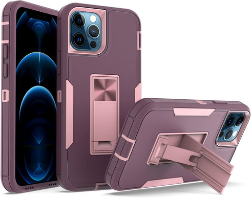 Designed for iPhone 12/12 Pro Case with Stand, Drop Protection work with Magnetic Car Mount, Dustproof light waterproof,Hybrid Hard PC Kickstand C...