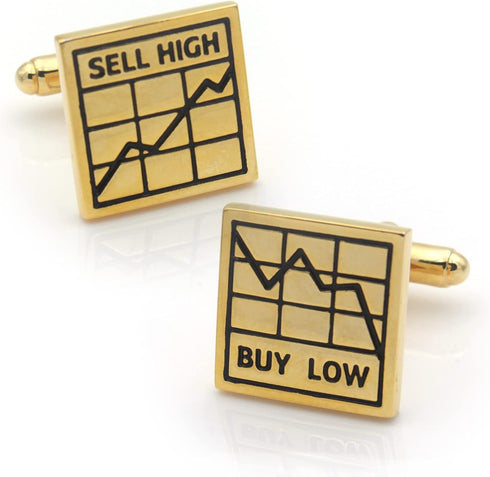Buy Low Sell High Stock Market Financial Consultant Investment Banking Gold Cufflinks...