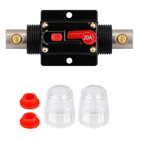 Generic 20 Amp Audio Circuit Breaker, 12V-24V DC Fuse Holder, 20-300A Breaker Switch, Inline Circuit Breaker with Reset Button, for Automotive Mar...