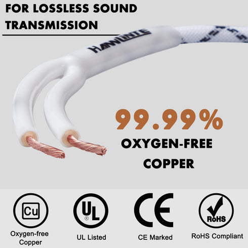 14AWG Speaker Wire Cable (15 Feet), 1 Pack Premium Heavy Duty Braided Speaker Cable Dual Gold Plated Banana Plug Tips in-Wall CL2, Oxygen-Free Cop...