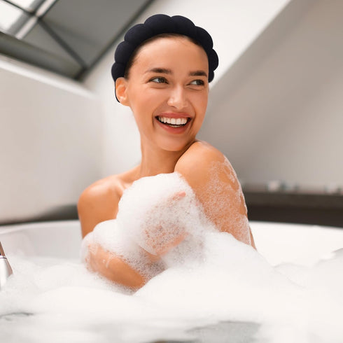 Spa Headbands for Washing Face or Facial, Set of 2 Skincare Headbands, Bubble Skincare Headbands Drunk Elephant Terry Cloth Puffy Headbands for Sh...