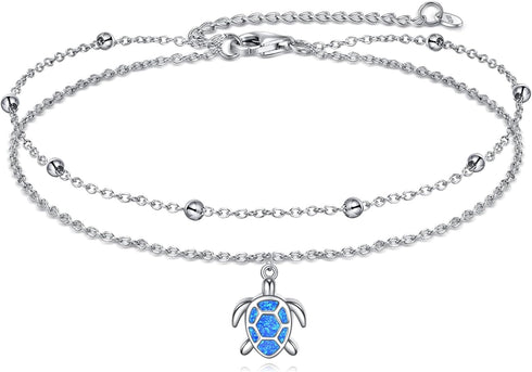 925 Sterling Silver Cross Heart Celtic Knot Anklet Dauble Chain Jewelry Brithday Gifts for Women...