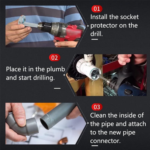 PVC Fitting Saver 2 inch PVC Pipe Reamer Cutter for Removing SCH 40 from Hub Socket Saver Tool for PVC Plumbing Fits 1/2 Variable Speed Power Dril...