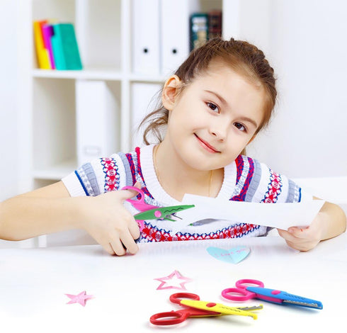 KUUQA 6 Pcs Kids Safety Scissors Art Craft Scissors Set for Kids and Students Paper Construction Supplies...