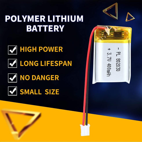 3.7V 400mAh 802030 Lipo battery Rechargeable Lithium Polymer ion Battery Pack with PH2.0mm JST Connector...