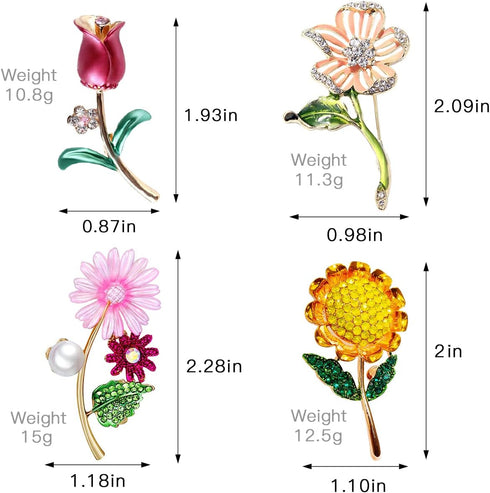 4 Pcs Elegant Flower Brooches Pin for Women Rhinestone Pearl Brooch Pins and Fashion rose Lapel Brooch pins for Women Girls Party Daily jewelry...