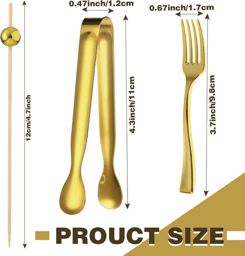 Mini Forks Cocktail Toothpicks Serving Tongs Dinnerware Set for Wedding Party, Include Tongs, Disposable Appetizer Forks, Cocktail Toothpicks for ...
