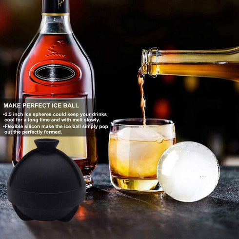 Sphere Ice Molds - 6 Pack - Silicone Ice Ball Molds with Built-in Funnel - Round Ice Cube Molds - Make 2.5 Inch Big Ice Sphere for Whiskey & Cockt...