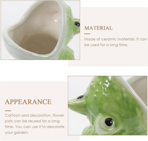 Frog Succulent Pot Cute Animal Pen Holder Cup Ceramic Funny Frog Statue Planter Novelty Cactus Flower Pot for Miniature Plant Holder Home Garden O...