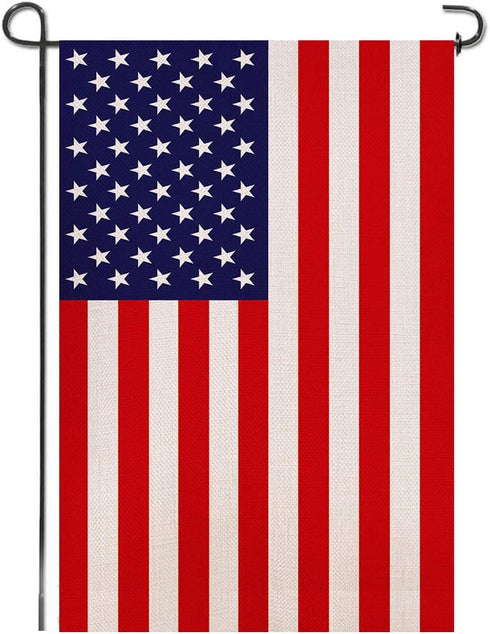 Burlap American 4th of July Garden Flag, United States Stars and Stripes Patriotic US Garden Flag, Double Sided, Perfect Decor for Outdoor Yard Po...
