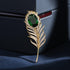14K Gold Plated Feather Brooch Pin for Women Men With Simulated Emerald Cubic Zirconia Rhinestone Lapel Suit Badges Brooches Pins Fashion Delicate...