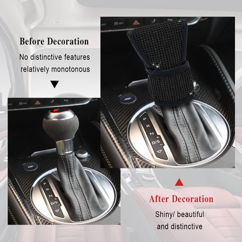 Bling Auto Gear Shift Knob Cover, Car Knob Gear Stick Protector, Leather Auto Gear Shift Knob Cover with Crystal Bling Rhinestones for Girls,Lady,...