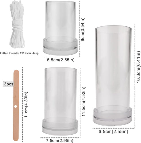 Plastic Candle Molds,2 Sizes Cylinder Candle Molds Pillar Candle Mould with Candle Wick Wooden Wick Holders Cylindrical Mould DIY Candle Making Su...