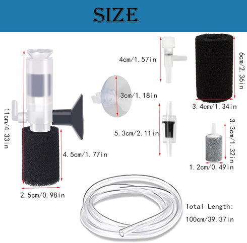 Portable Aquarium Filter, Internal Purifier Fish Tank Filter, Mini Aquarium Filter Air Driven Sponge Filter for Small Fish Tank 0.5-5 Gallon, Hous...
